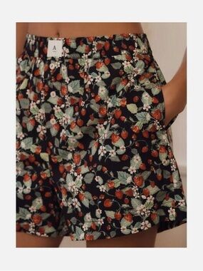 Anthropologie Black Strawberry Print Casual Shorts
